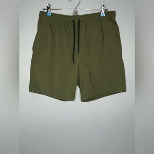 Everlane ReNew Swim Shorts Mens L Green Elastic Waist Lined Quick Dry Above Knee